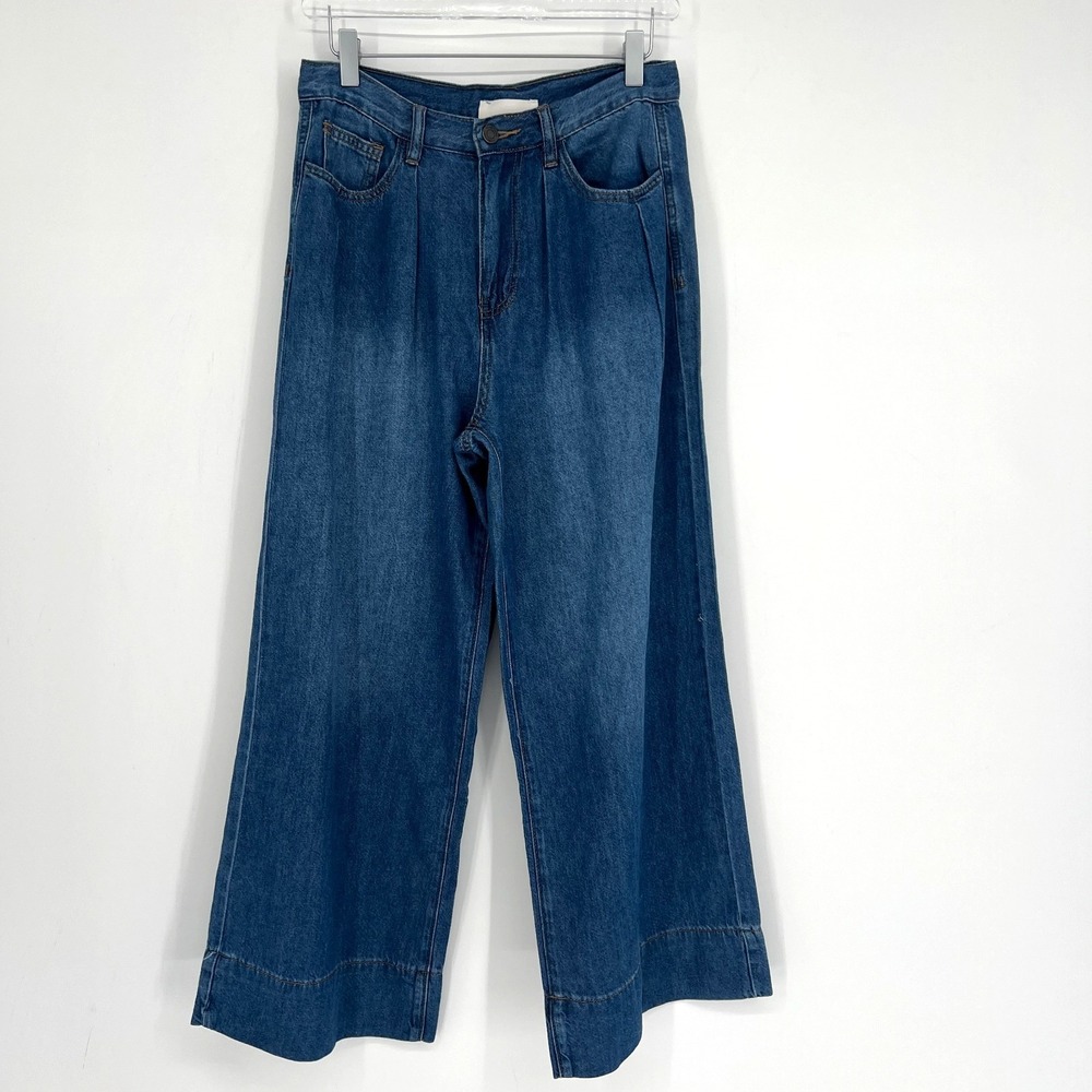 Habitual Wide Leg Jeans Womens 27 High Rise Pleated Boho Blue Denim‎